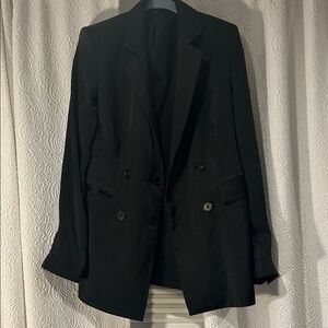 Express Supersoft Double Knit Double Breasted Black Suit Jacket Small